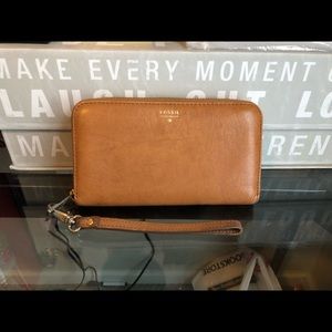 Leather Fossil Wristlet
